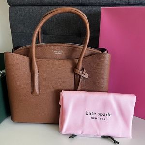 New Kate Spade Margaux Large satchel Leather Warm Gingerbread
